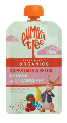 Peter Rabbit Organics, SUPER Oats & Seeds, Banana Strawberry Fruit Snack, 4 Ounce Squeeze Pouch