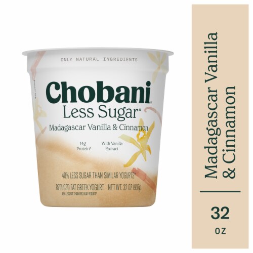 Chobani® Madagascar Vanilla & Cinnamon Less Sugar Low Fat Greek Yogurt Tub