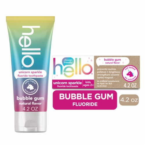 hello Unicorn Sparkle Kids Toothpaste with Fluoride Bubble Gum Toothpaste