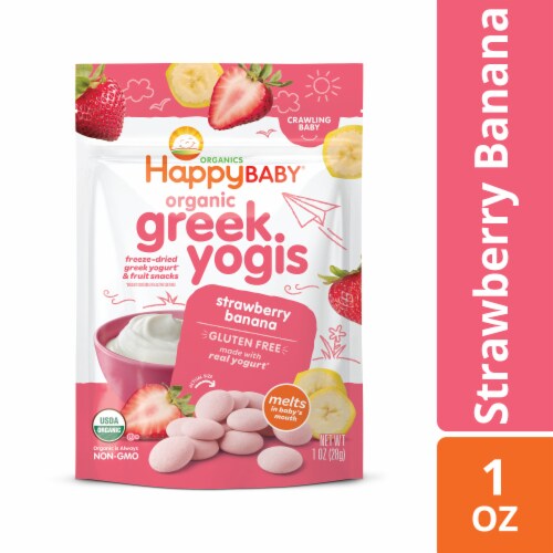 Happy Baby Organics Greek Yogis Strawberry Banana & Organic Freeze-Dried Baby Snack Bag