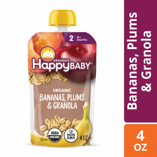 Happy Baby Organics Stage 2 Bananas Plums & Granola Organic Baby Meal Pouch