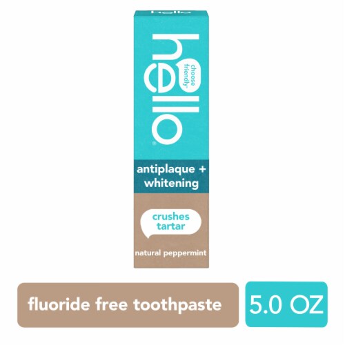 hello Antiplaque and Whitening Fluoride Free Toothpaste in Natural Peppermint