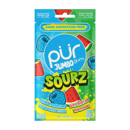 PUR® Blue Raspberry & Watermelon Jumbo Gum Sourz