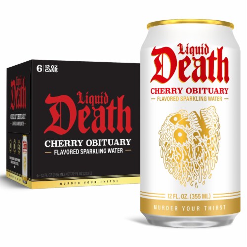 Liquid Death, Cherry Obituary, Cherry-Flavored Sparkling Water