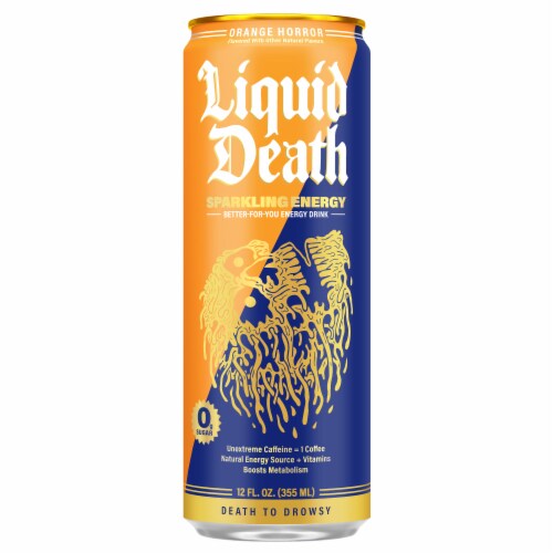 Liquid Death Sparkling Energy – Orange Horror (Orange and Cream)