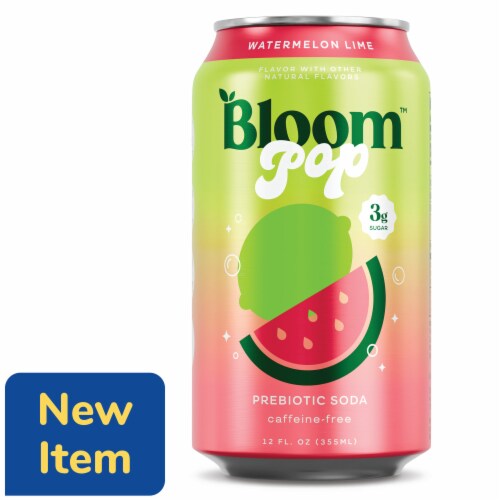 Bloom Pop Watermelon Lime Prebiotic Soda Can