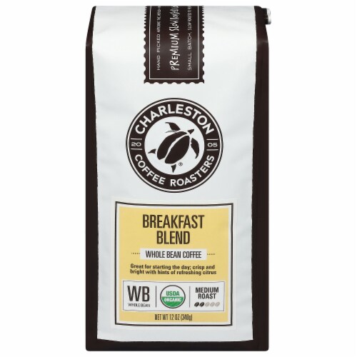 Charleston Coffee Roasters Breakfast Blend Medium Roast Organic Whole Bean Coffee