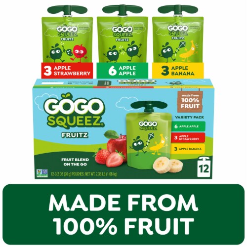 GoGo squeeZ No Sugar Added Apple Banana Strawberry Applesauce & Fruit Puree Pouches