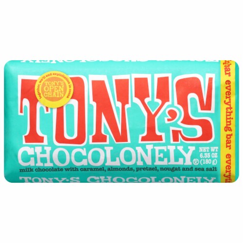 Tony’s Chocolonely® Caramel Almond Nougat Pretzel and Sea Salt Milk Chocolate Bar