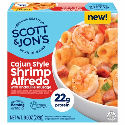 Scott & Jon’s Cajun Style Shrimp Alfredo with Andouille Sausage Pasta Bowl 9.6 oz Frozen Meal