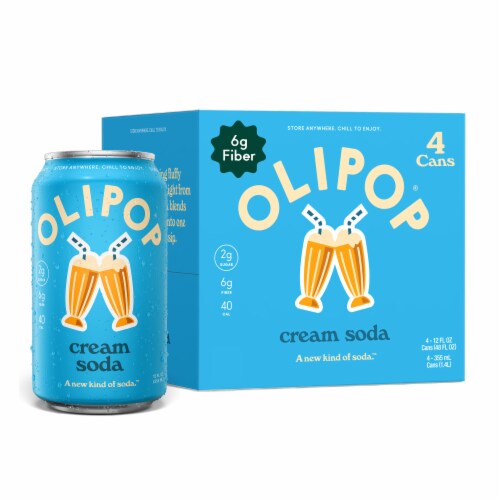 OLIPOP Prebiotic Soda, Cream Soda 4pk (Shelf Stable)