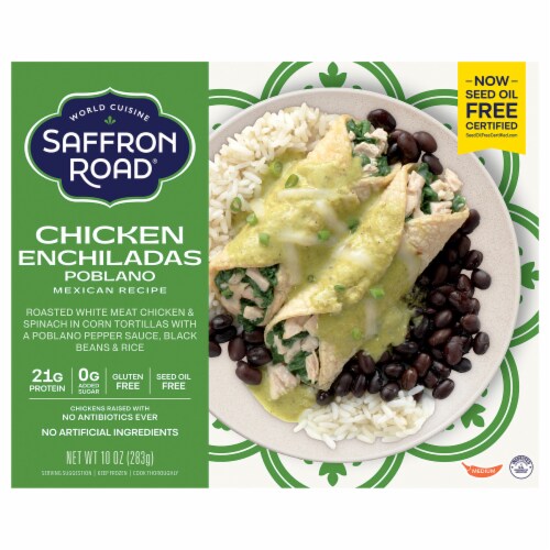 Saffron Road® Chicken Enchiladas Poblano with Black Beans & Rice Gluten-Free Frozen Dinner