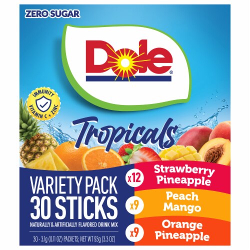 Dole® Zero Sugar Water Enhancer Variety Pack –  Tropical Splash Peach Mango & Strawberry Pineapple