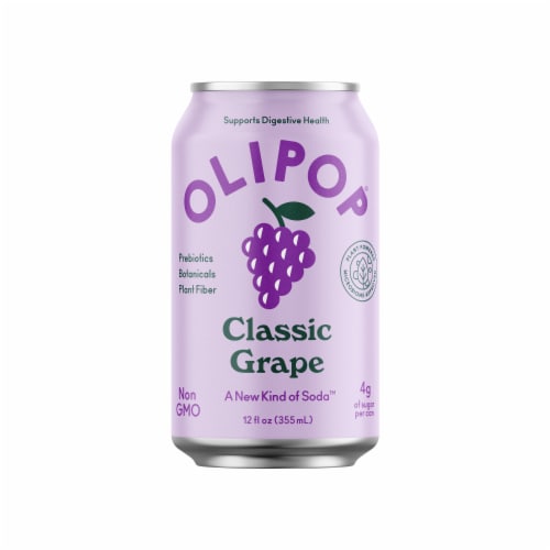 Olipop Prebiotic Soda Pop, Grape, High Fiber, Gut Health, 12 fl oz, Chilled