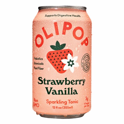 Olipop Prebiotic Soda Pop, Strawberry Vanilla, High Fiber, Gut Health, 12 fl oz, Chilled