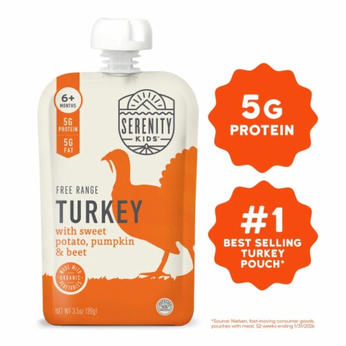 Serenity Kids Free Range Turkey with Organic Sweet Potato, Pumpkin, & Beet Pouch, 3.5oz