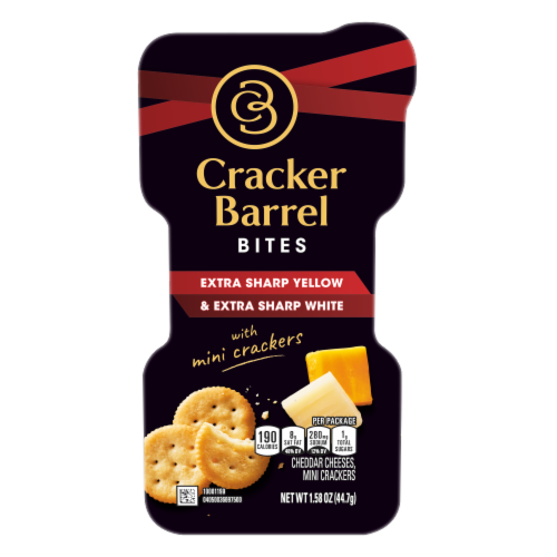 Cracker Barrel Bites Extra Sharp Yellow and White Cheddar with Mini Crackers Tray