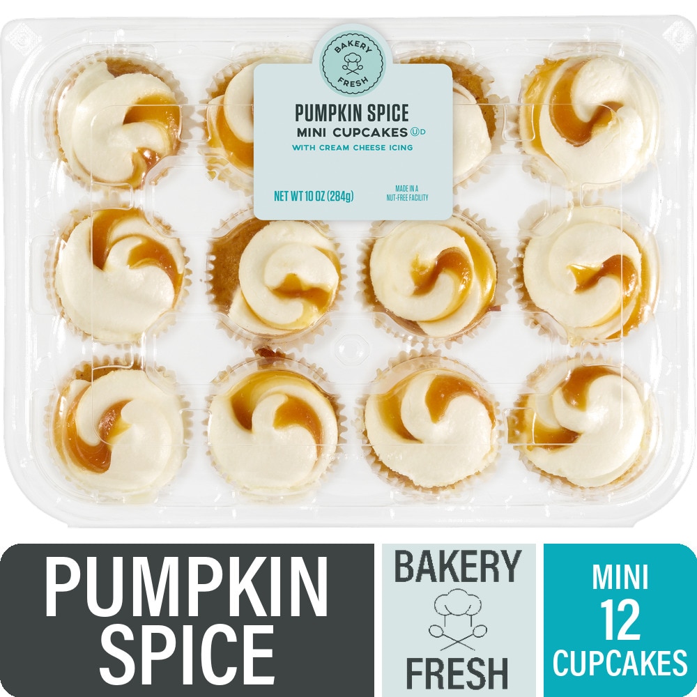 Bakery Fresh Pumpkin Spice Mini Cupcakes with Cream Cheese Icing