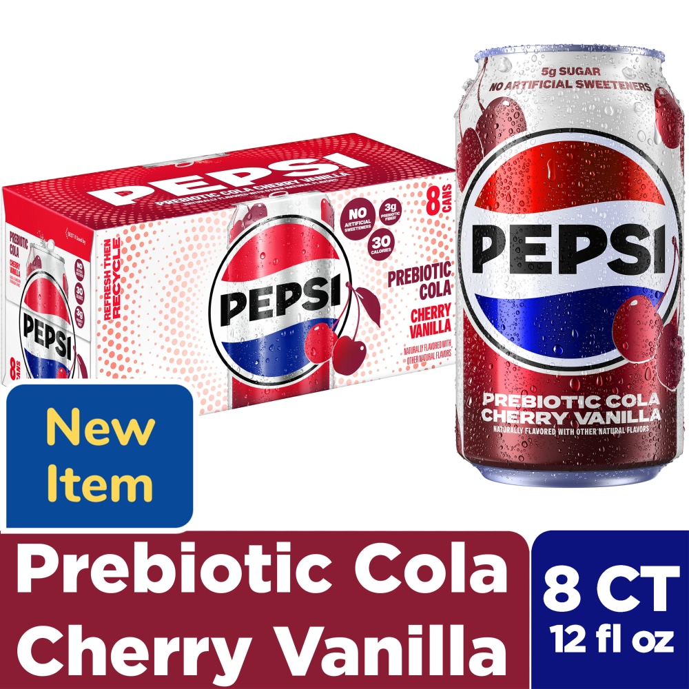 Pepsi Cola® Prebiotic Cola Cherry Vanilla Soda Cans