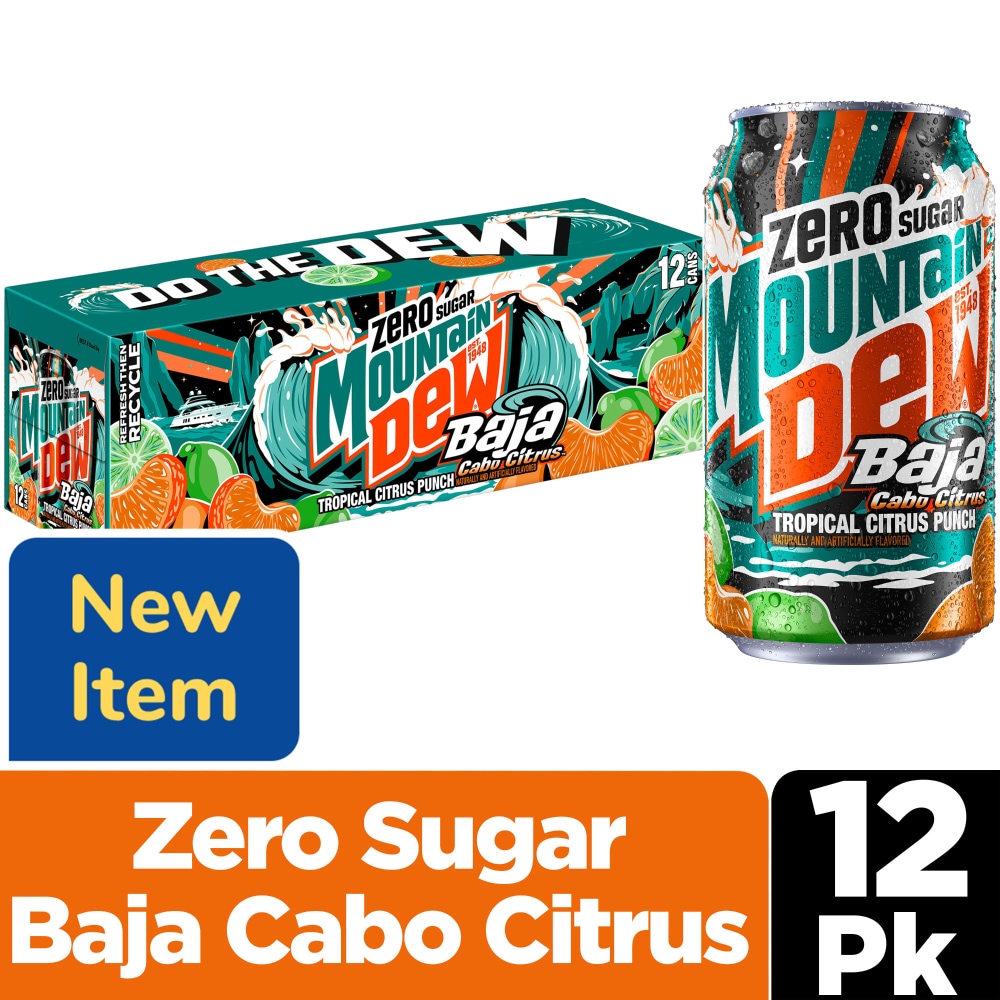 Mountain Dew® Baja Cabo Citrus Zero Sugar Tropical Punch Soda Cans