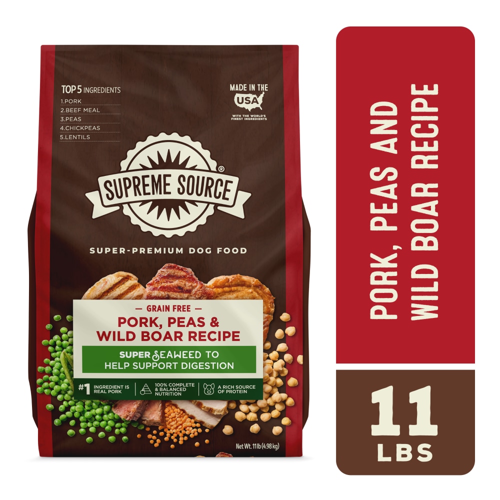 Supreme Source Grain-Free Super-Premium Pork, Peas and Wild Boar Recipe Dog Food 11 lb