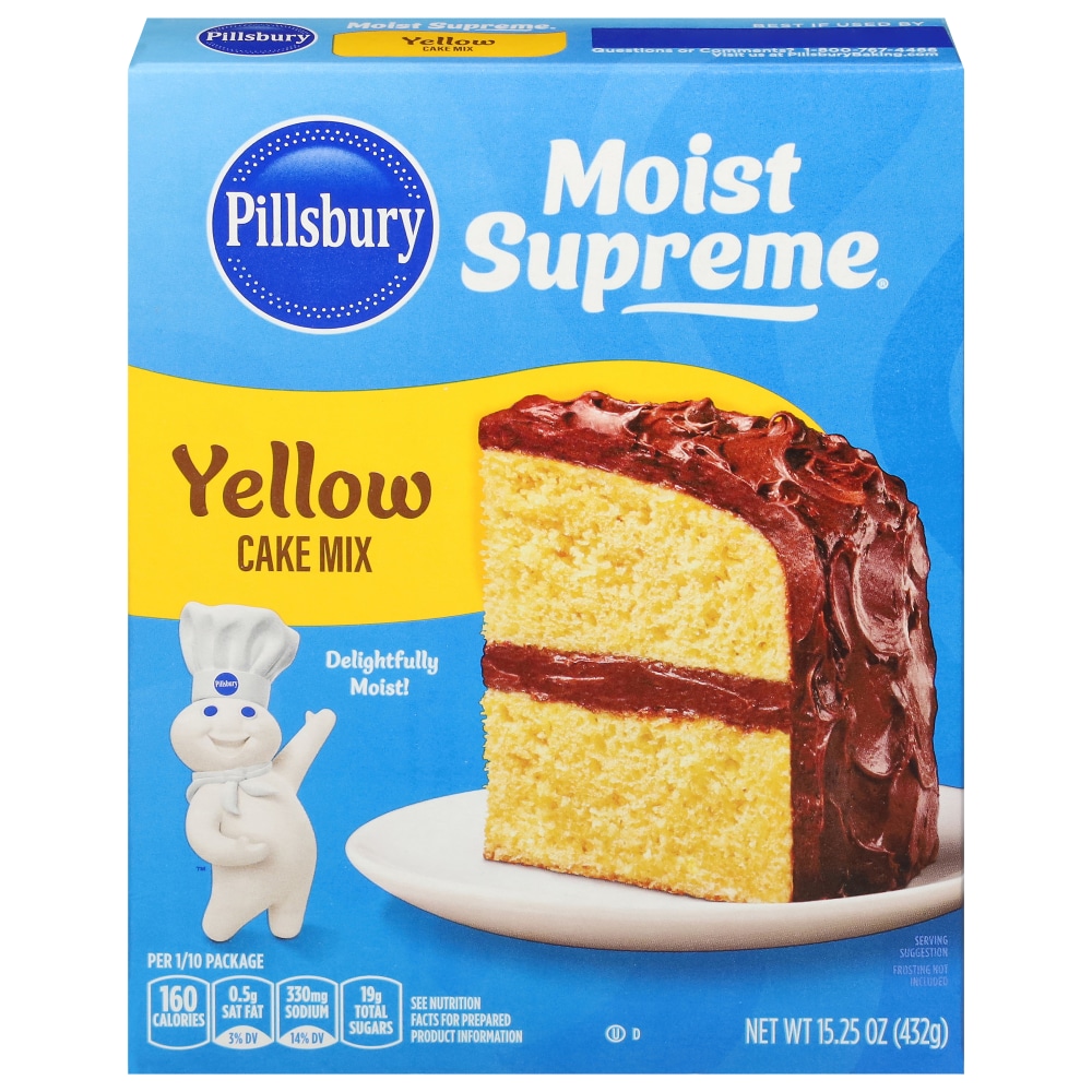 Pillsbury Moist Supreme Yellow Cake Mix, 15.25 oz Box