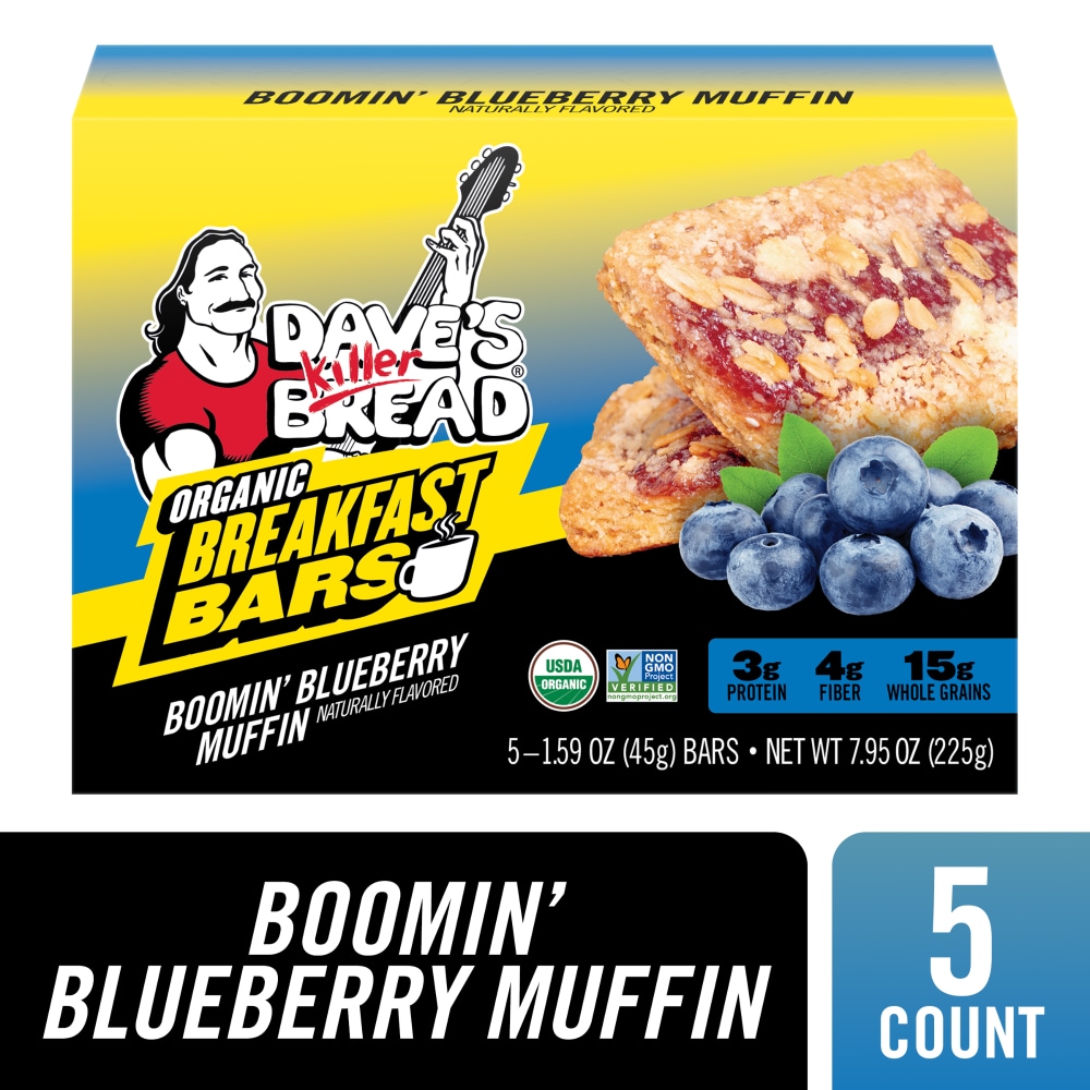 Dave’s Killer Bread Boomin’ Blueberry Muffin Naturally Flavored Organic Breakfast Bars, 5 Count