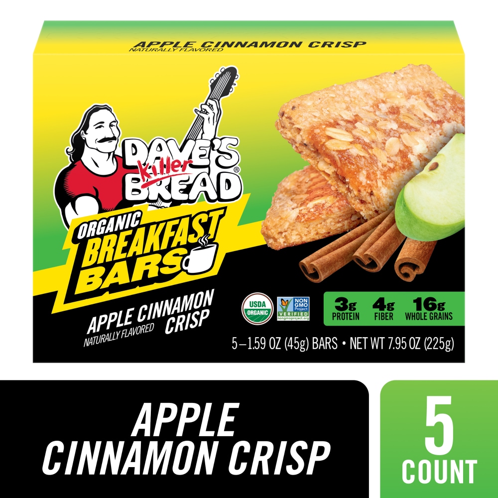 Dave’s Killer Bread Apple Cinnamon Crisp Naturally Flavored Organic Breakfast Bars, 5 Count