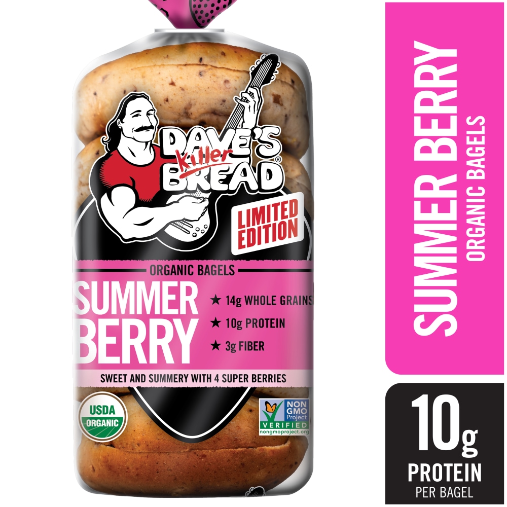 Dave’s Killer Bread Summer Berry Bagels, Limited Edition Organic Bagels, 5 Count