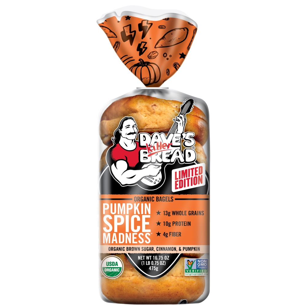 Dave’s Killer Bread Pumpkin Spice Madness Bagels, Limited Edition Organic Bagels