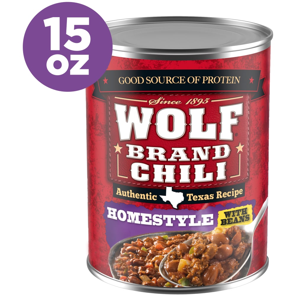 Wolf Brand Homestyle Chili with Beans, 22g Protein per Serving