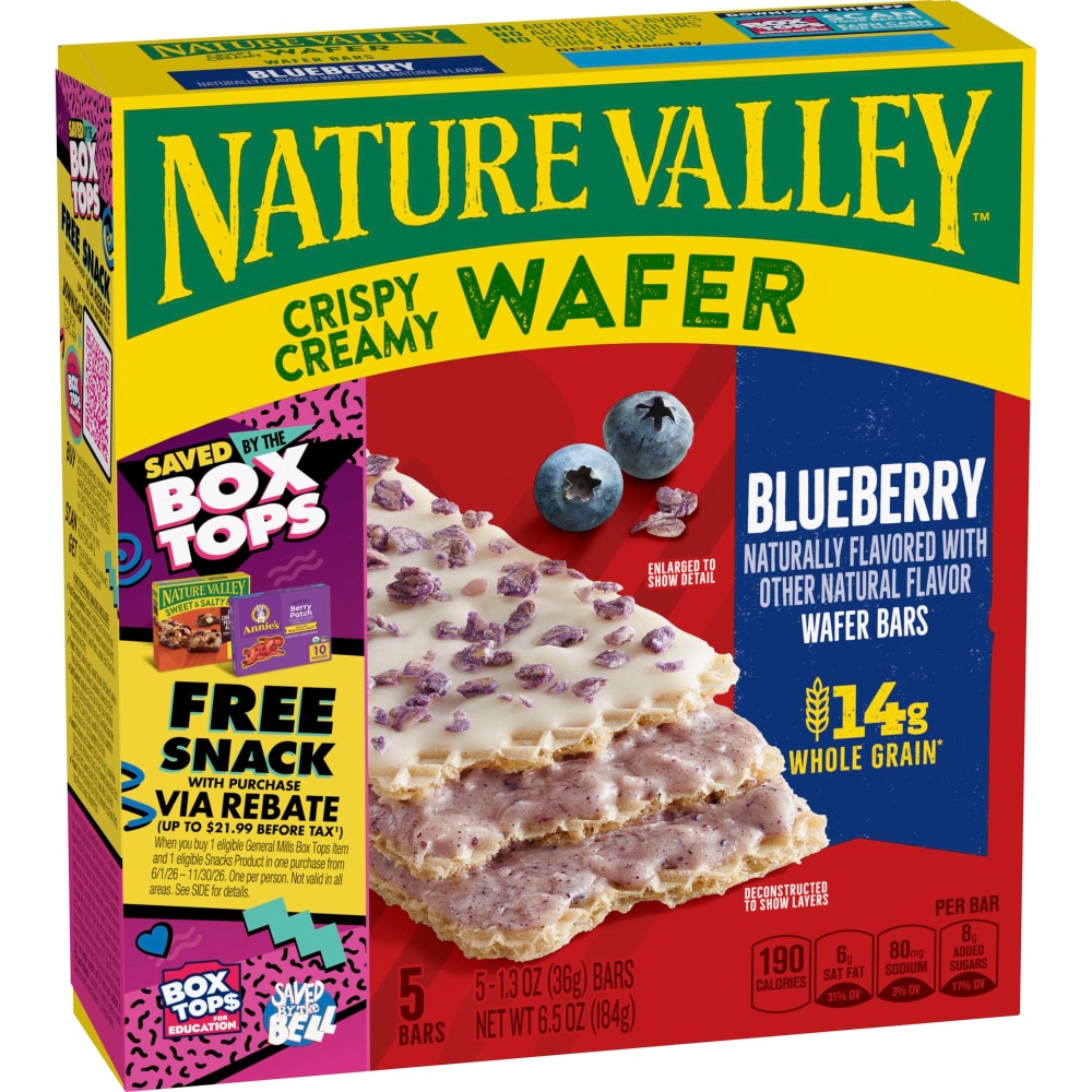 Nature Valley™ Crispy Creamy Wafer Bars, Blueberry, Whole Grain, 5 Bars, 6.5 oz