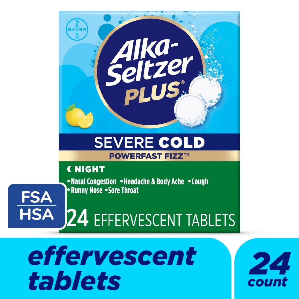Alka-Seltzer Plus® Severe Cold Powerfast Fizz™ Night Lemon Flavored Effervescent Tablets