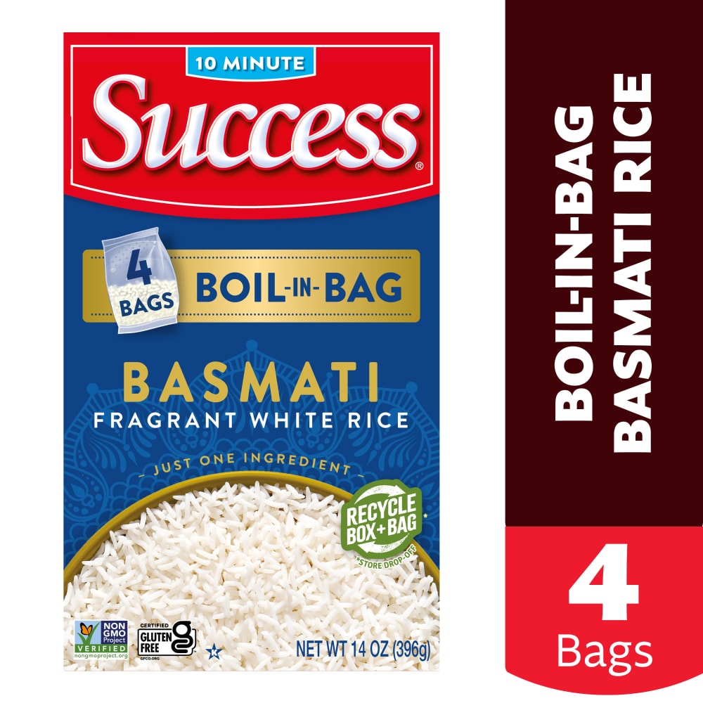 Success Boil-in-Bag Indian Basmati Rice, Gluten-Free, Non-GMO, 4 Bags