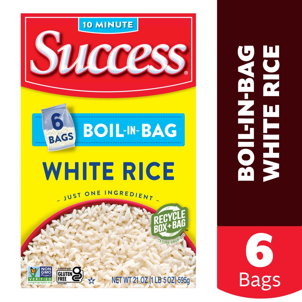 Success Boil-in-Bag White Rice, Non-GMO, Kosher, Gluten-Free, , 6 Pre-Portioned Bags