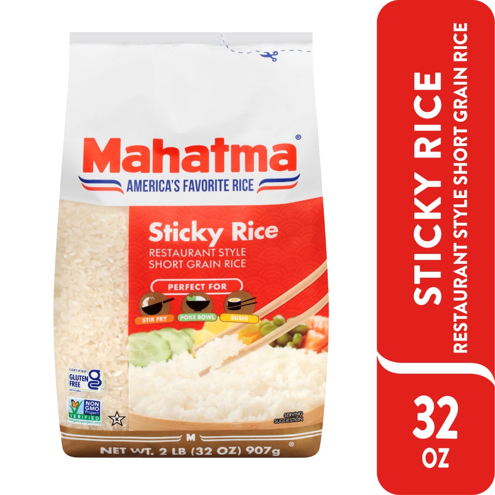 Mahatma Sticky Rice, Short Grain White Rice, Uncooked, 32 oz (907g)