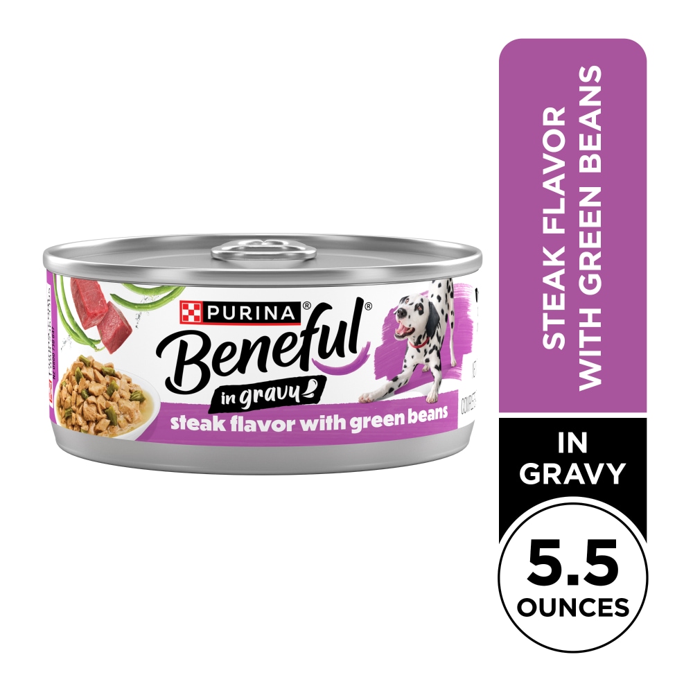 Purina Beneful in Gravy Wet Dog Food Steak Flavor with Green Beans