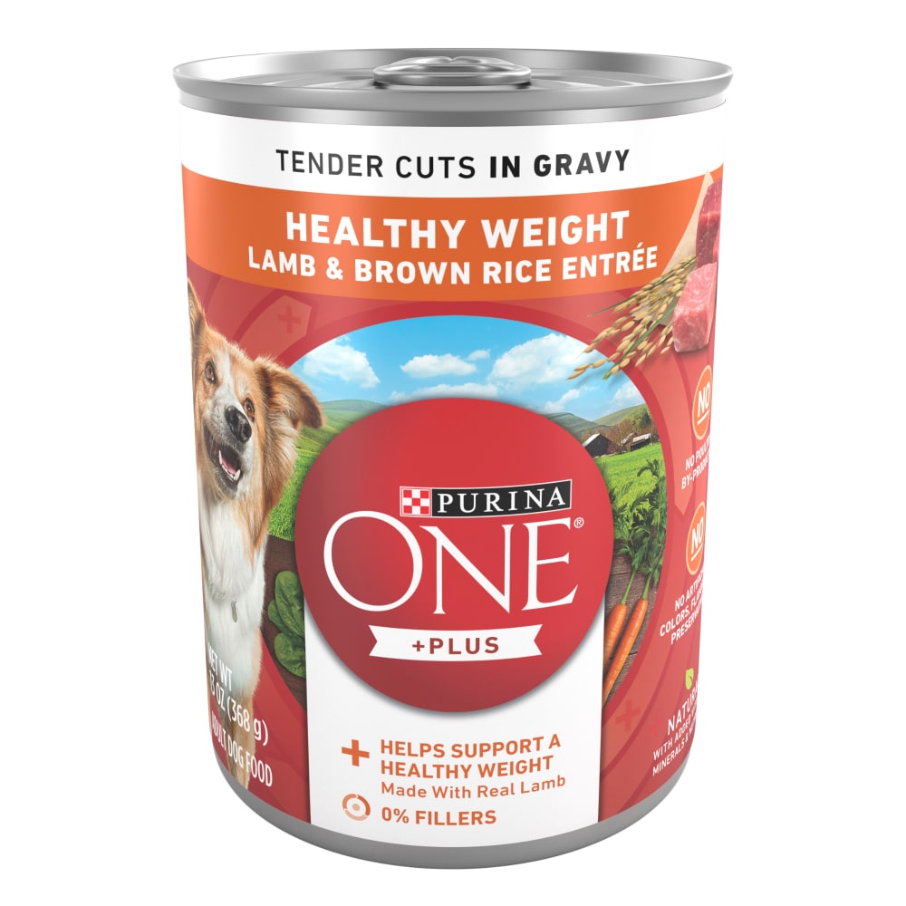 ONE Plus Tender Cuts in Gravy Healthy Weight Lamb and Brown Rice Entree in Wet Dog Food Gravy