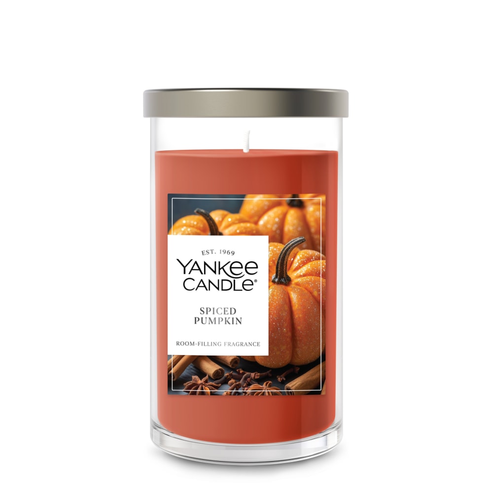 Yankee Candle Medium Pillar Scented Candle, 14.25 oz, Spiced Pumpkin