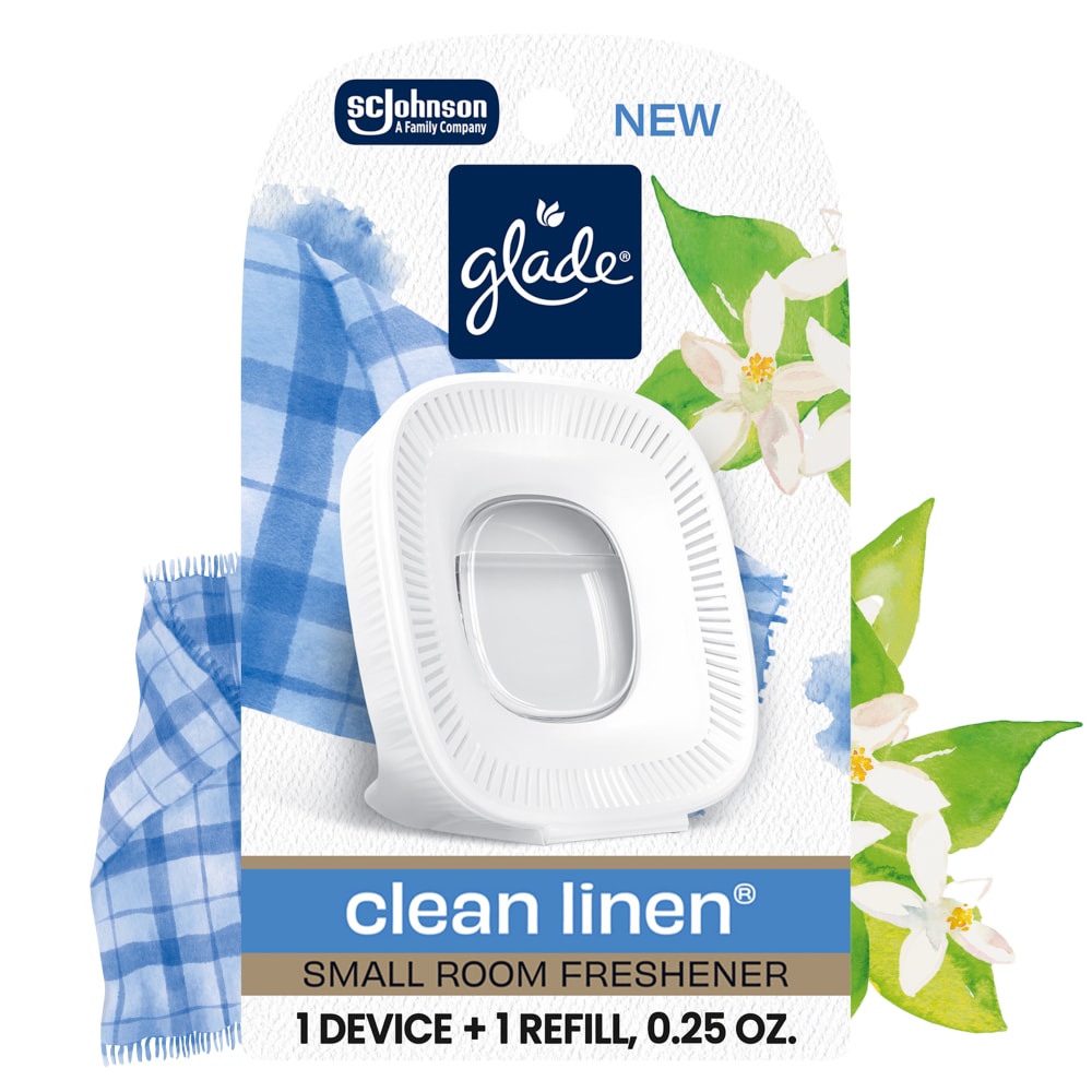 Glade® Small Room Freshener Starter Kit, Clean Linen, 1 Device + 1 Refill, 0.25 fl oz