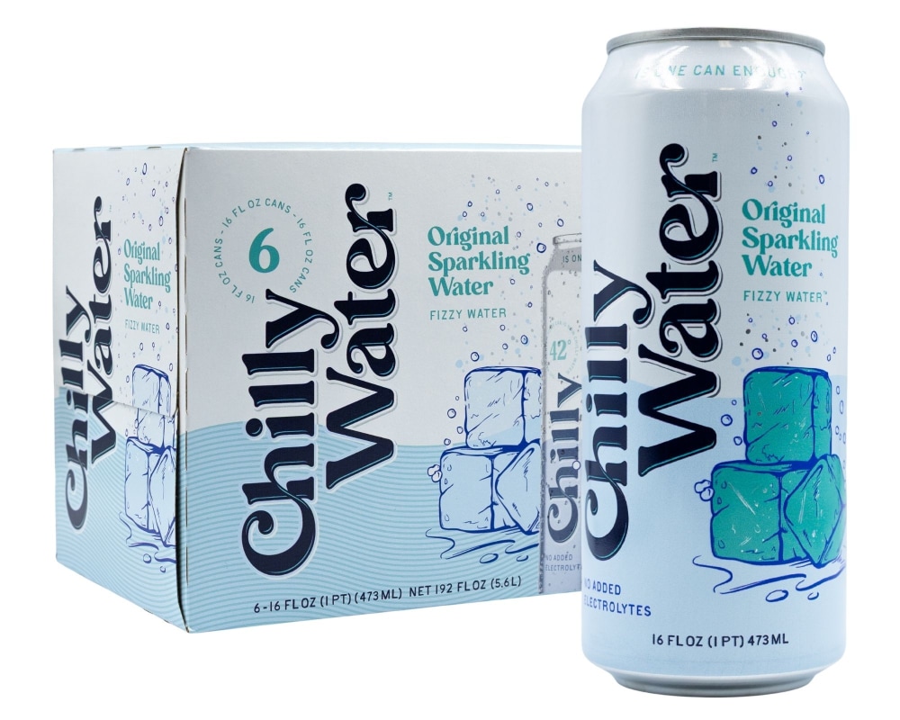 Chilly Water 6 Pack 16 Fl Oz Premium Sparkling Water Aluminum Cans