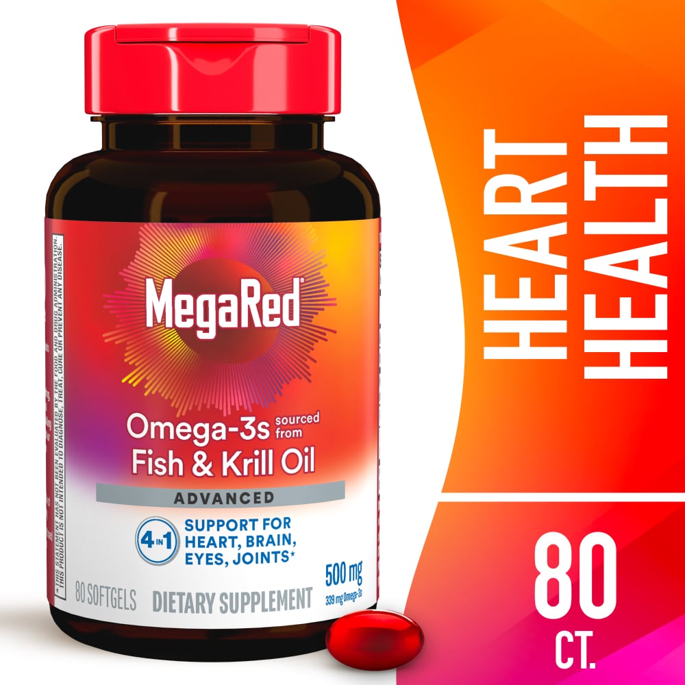 Megared Omega 3 Krill Oil Heart & Brain Health Support Softgels