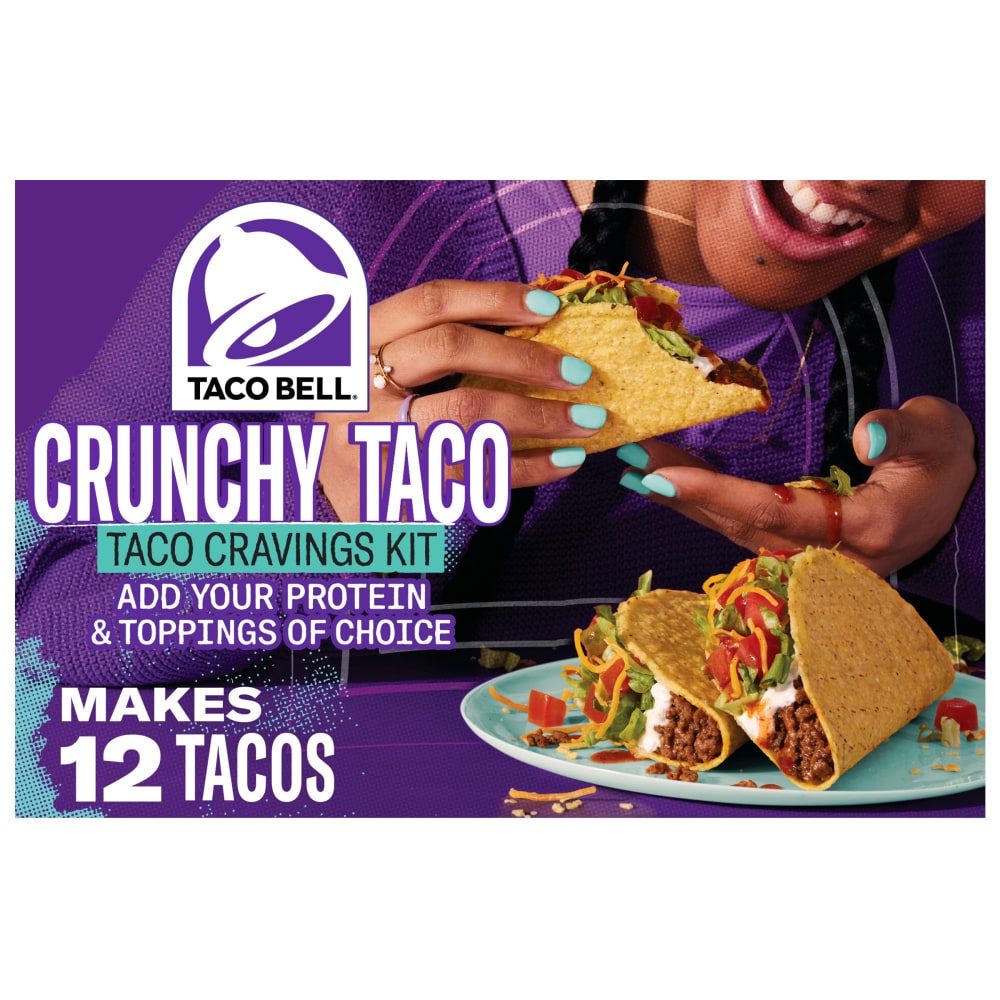 Taco Bell Crunchy Taco Kit with 12 Crunchy Taco Shells, Taco Bell Mild Sauce & Seasoning Box