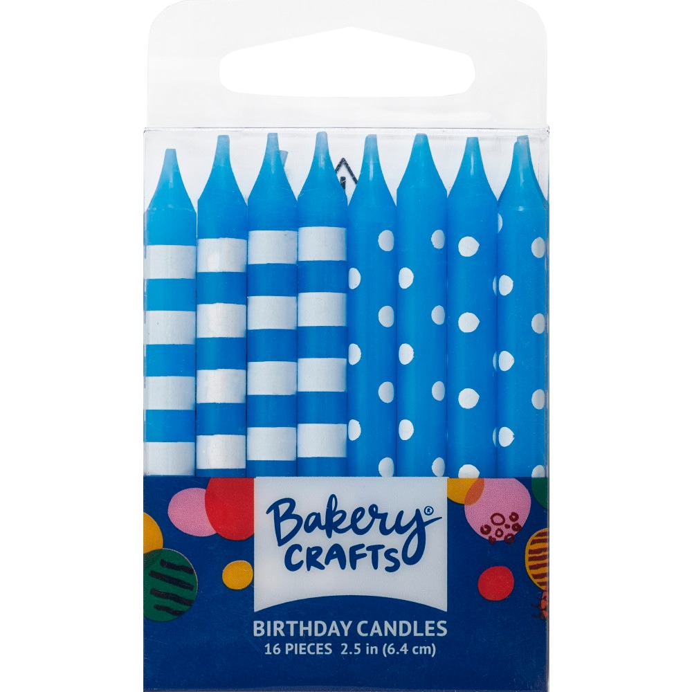 Bakery Crafts Blue with Stripes & Polka Dots Birthday Candles