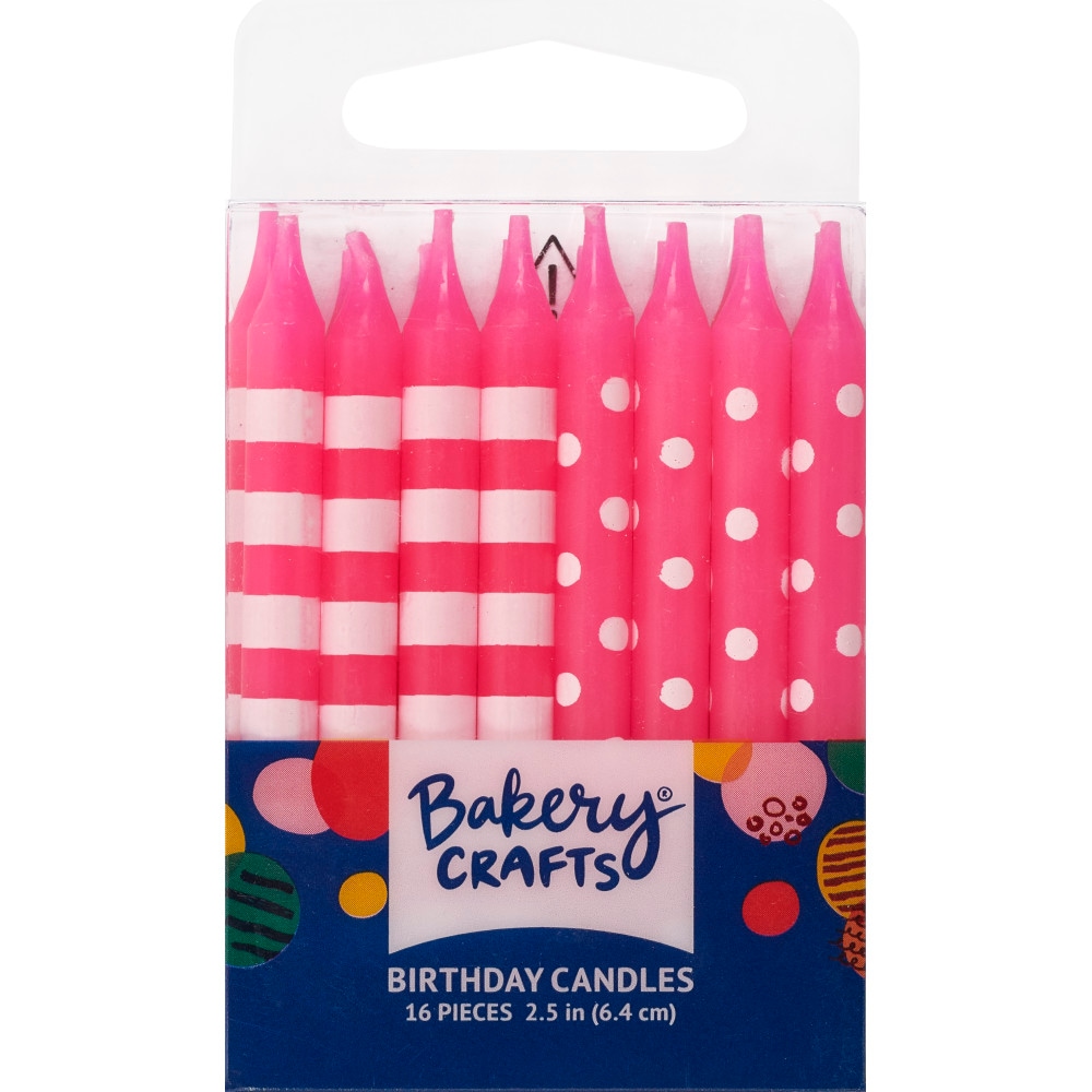 Bakery Crafts® Pink with Stripes & Polka Dots Birthday Candles