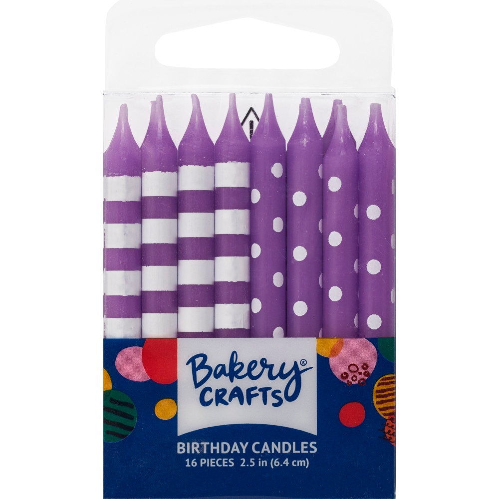 Bakery Crafts Purple with Stripes & Polka Dots Birthday Candles