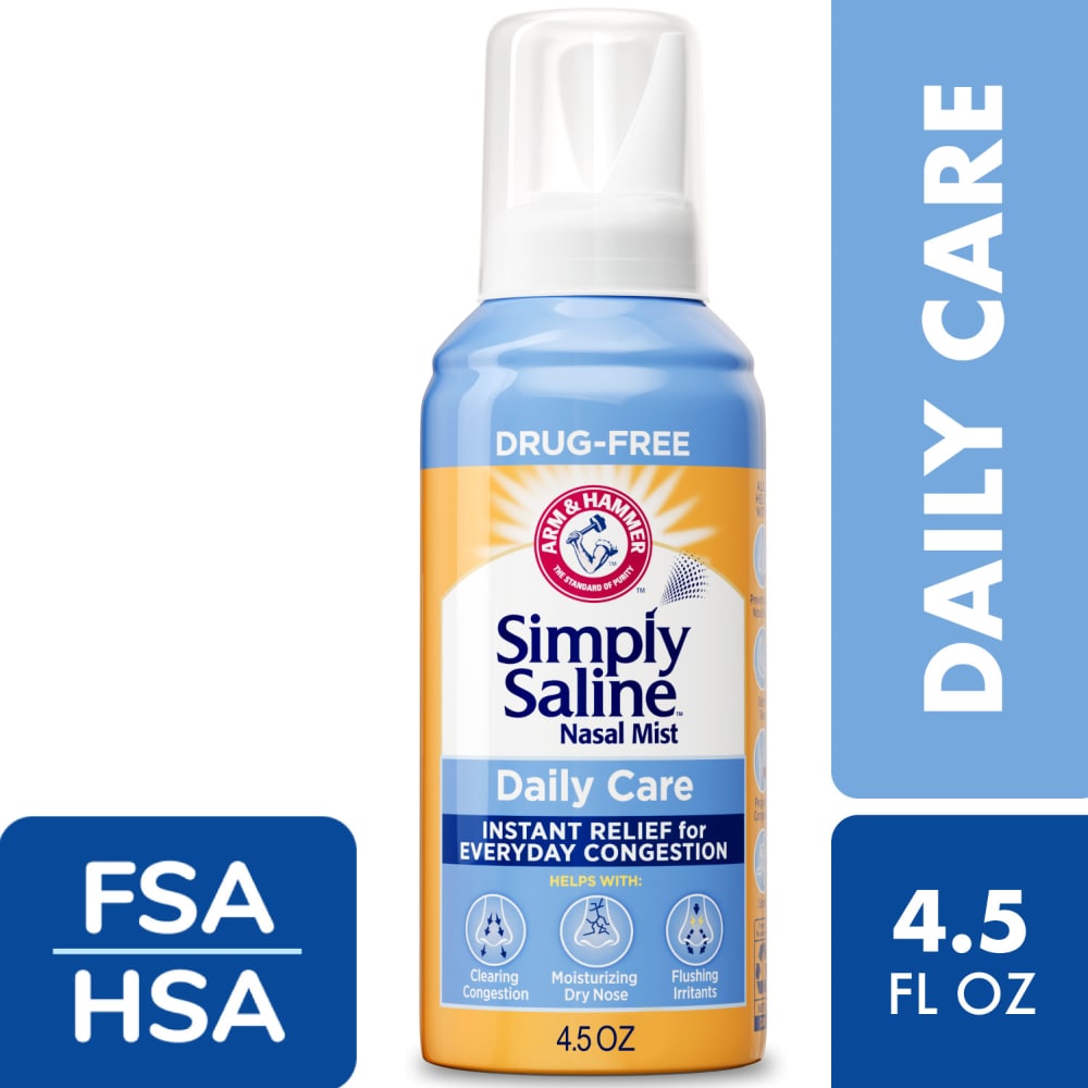 Arm & Hammer Simply Saline Daily Care Instant Relief Nasal Mist for Everyday Congestion