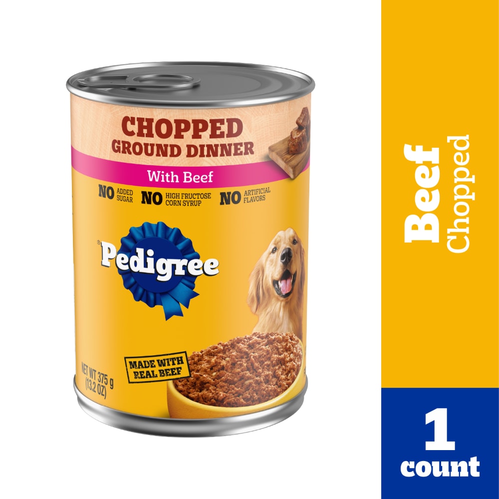Pedigree Chopped Ground Dinner Adult Canned Soft Wet Dog Food Beef