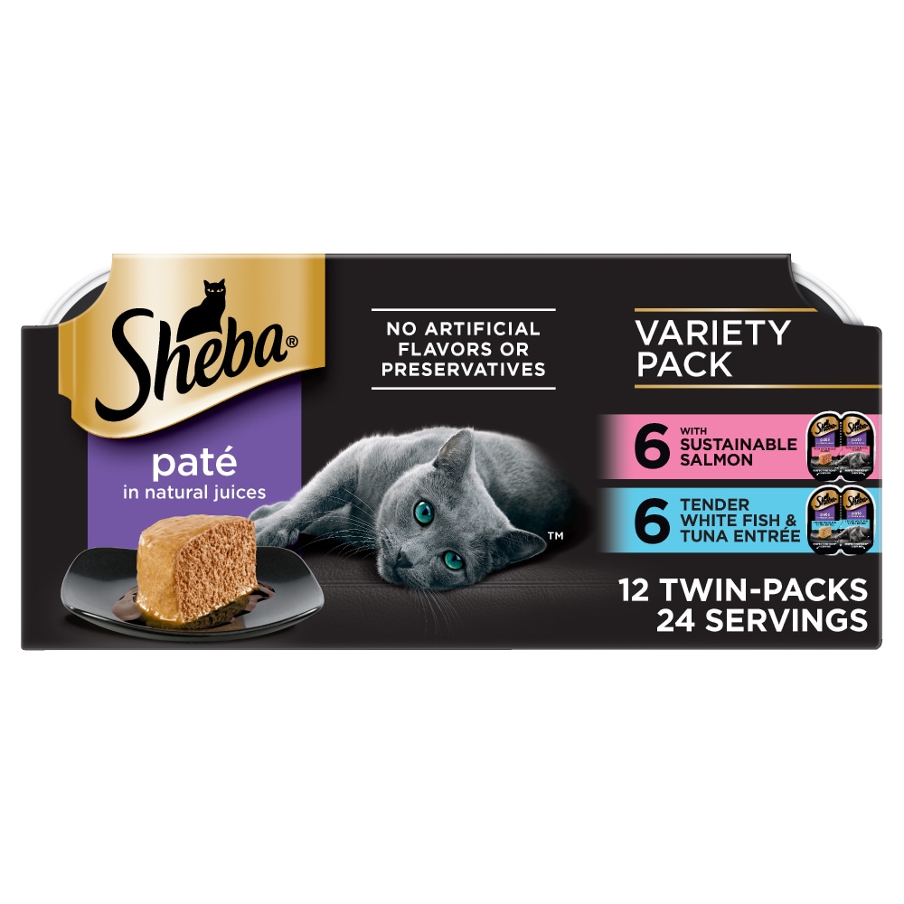 Sheba Perfect Portions Adult Wet Cat Food Pate Salmon Whitefish & Tuna Variety Pack