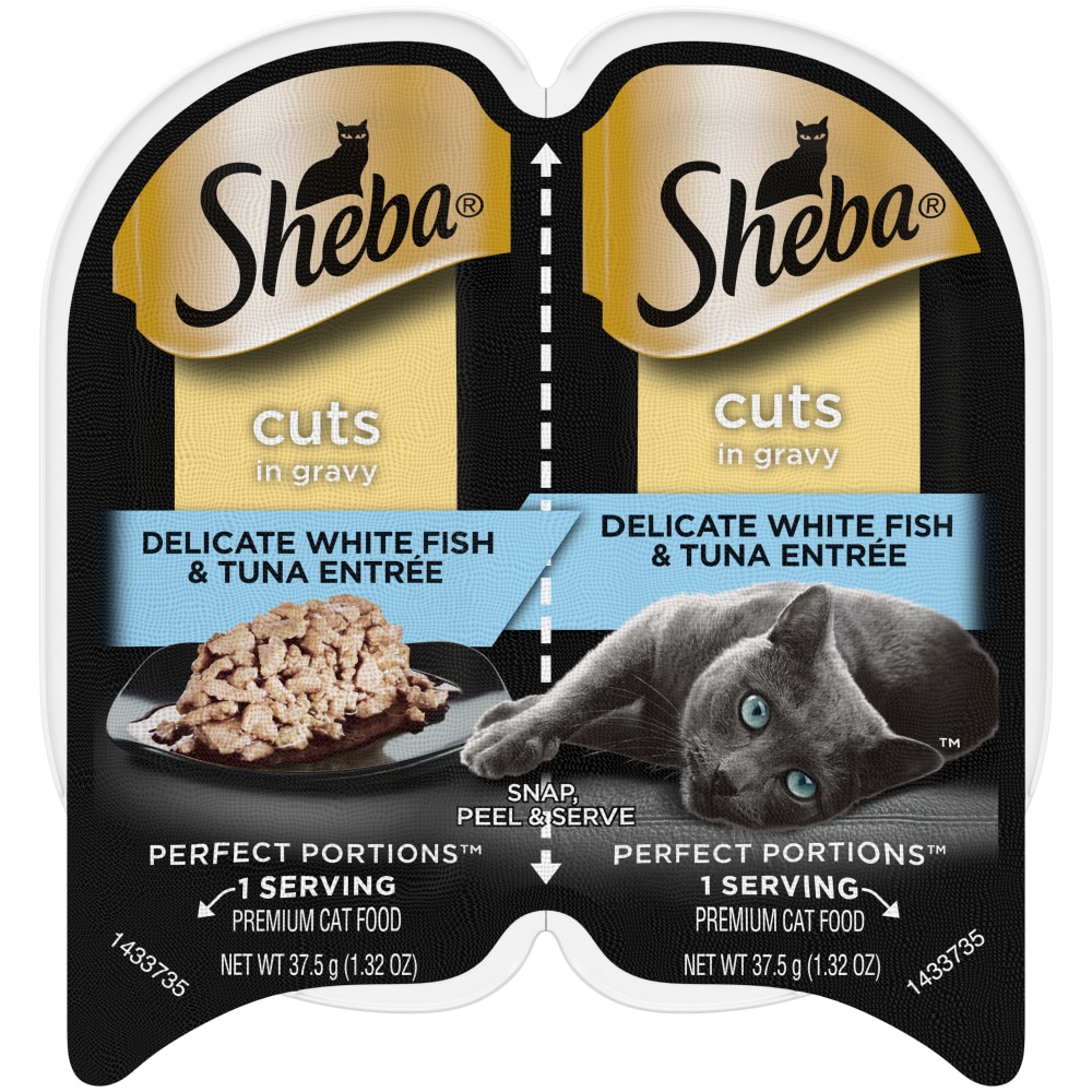 Sheba Perfect Portions Adult Wet Cat Food Cuts in Gravy Delicate White Fish & Tuna Entree
